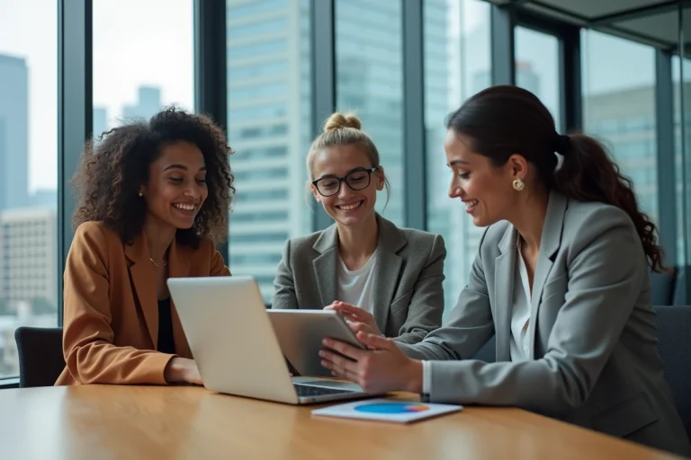 Equipe de jeunes professionnels collaborant sur des analyses